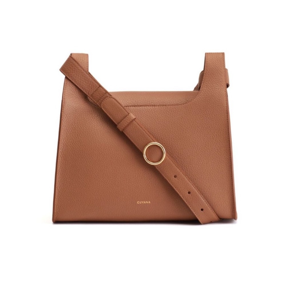 Cuyana Brown Crossbody Bag with Adjustable Strap and Modern Design